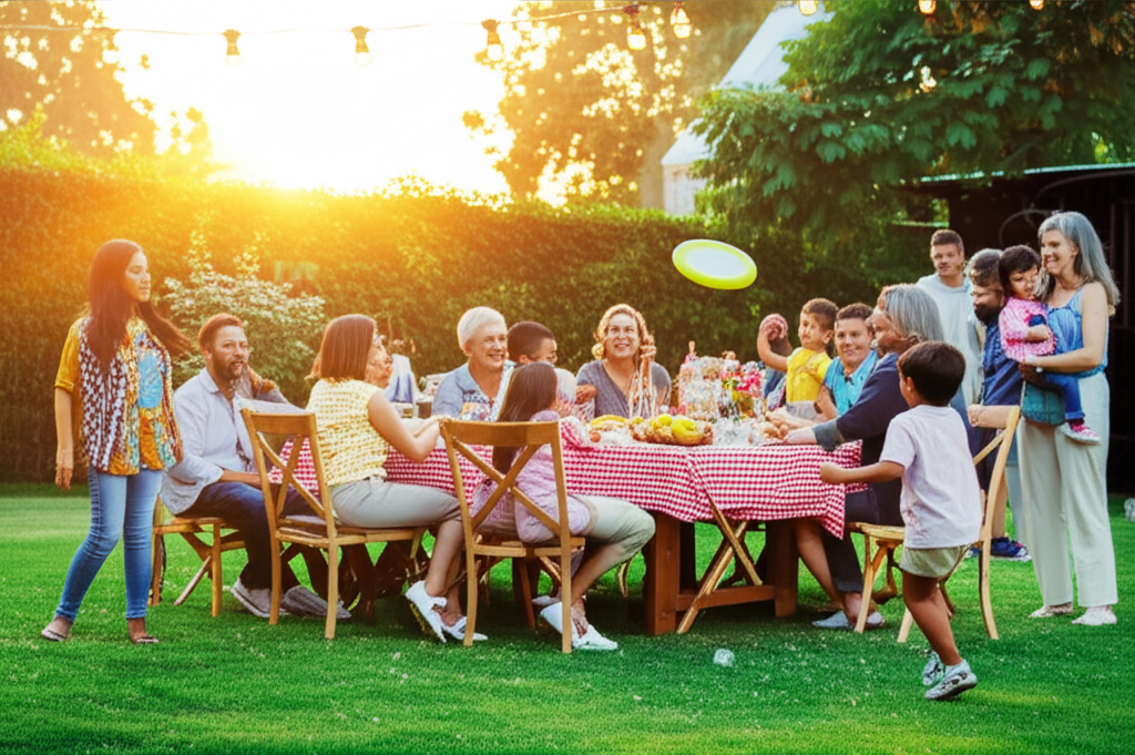 Modern family gathering